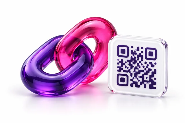 Ilustrasi 3D Short URL & QR Code HD dengan latar putih